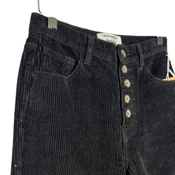 Reformation Austin Corduroy Pants Black Size 24 NEW - Picture 11 of 16